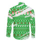 Djibouti Christmas Long Sleeve Button Shirt Santa Eagle Doves Trees and Green Snowflake - African Pride