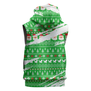 Djibouti Christmas Sleeveless Hoodie Santa Eagle Doves Trees and Green Snowflake - African Pride