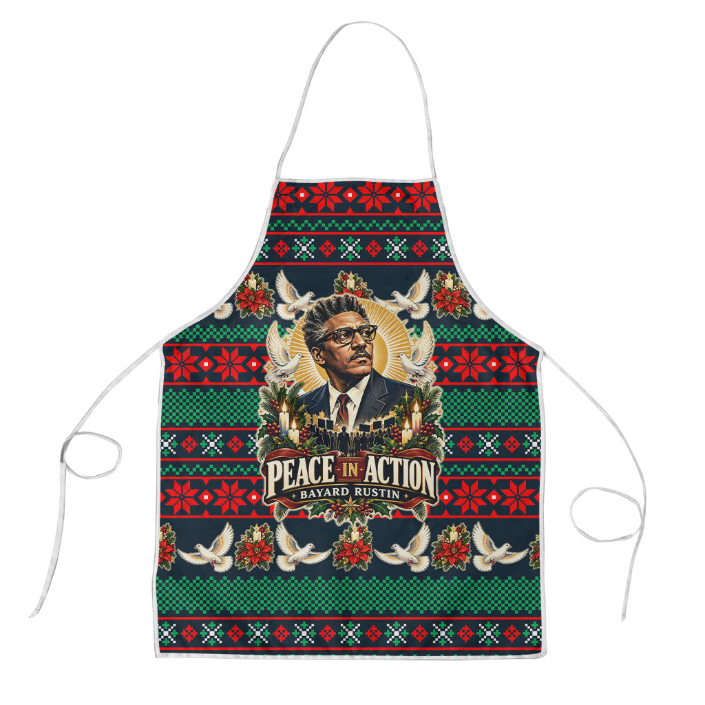 Bayard Rustin Peace In Action Christmas Apron Civil Rights Leader Holiday Floral Dove Peace Ugly Pattern