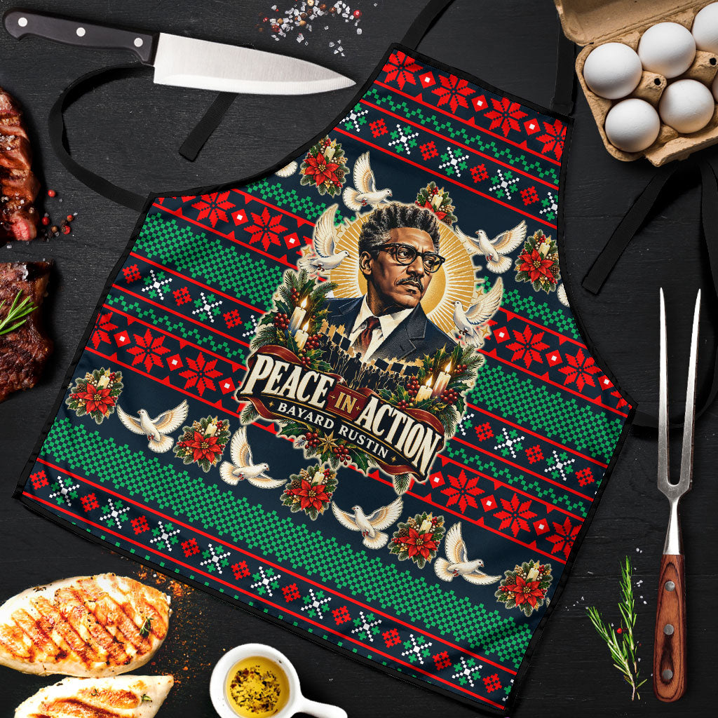 Bayard Rustin Peace In Action Christmas Apron Civil Rights Leader Holiday Floral Dove Peace Ugly Pattern