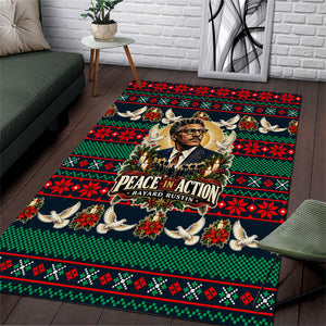 Bayard Rustin Peace In Action Christmas Area Rug Civil Rights Leader Holiday Floral Dove Peace Ugly Pattern