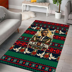 Bayard Rustin Peace In Action Christmas Area Rug Civil Rights Leader Holiday Floral Dove Peace Ugly Pattern