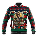 Bayard Rustin Peace In Action Christmas Baseball Jacket Civil Rights Leader Holiday Floral Dove Peace Ugly Pattern