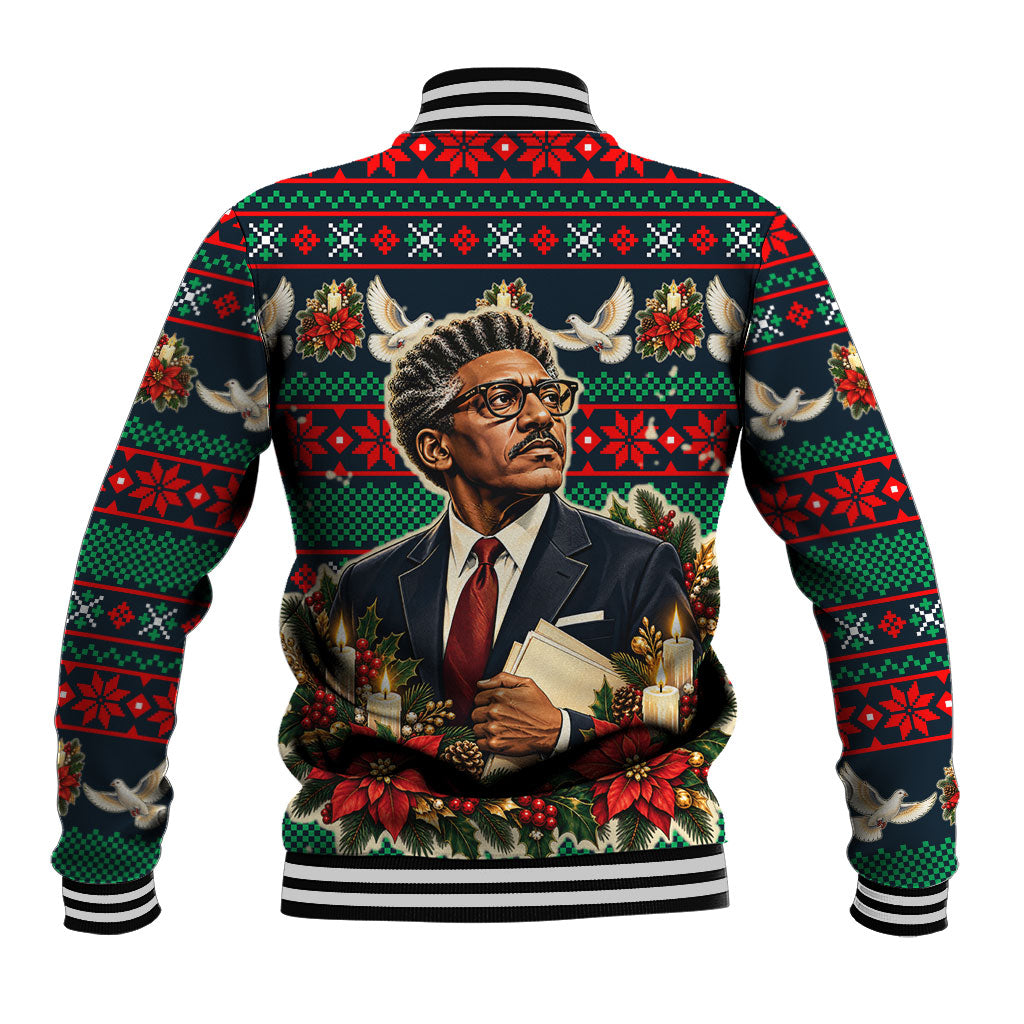 Bayard Rustin Peace In Action Christmas Baseball Jacket Civil Rights Leader Holiday Floral Dove Peace Ugly Pattern