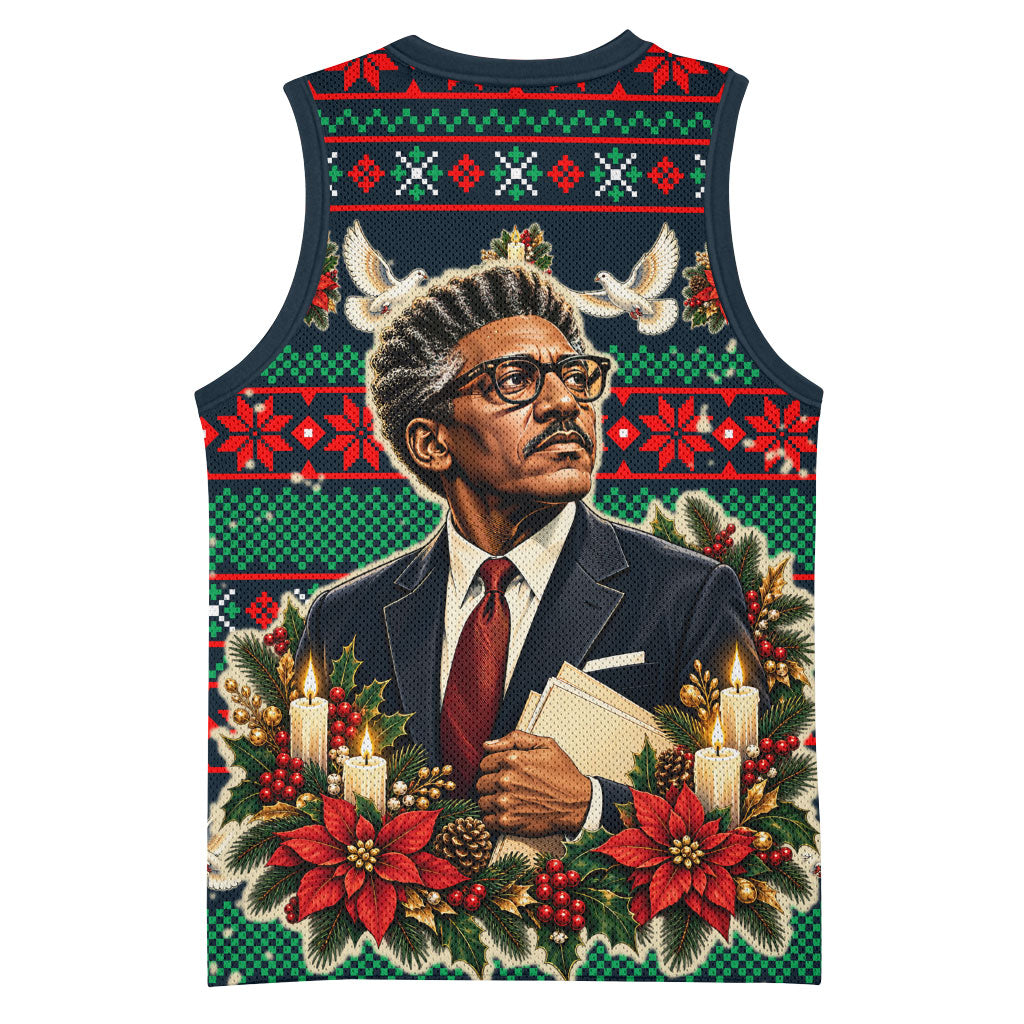 Bayard Rustin Peace In Action Christmas Basketball Jersey Civil Rights Leader Holiday Floral Dove Peace Ugly Pattern