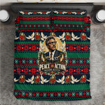 Bayard Rustin Peace In Action Christmas Bedding Set Civil Rights Leader Holiday Floral Dove Peace Ugly Pattern
