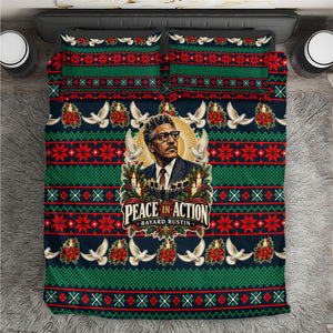 Bayard Rustin Peace In Action Christmas Bedding Set Civil Rights Leader Holiday Floral Dove Peace Ugly Pattern
