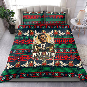 Bayard Rustin Peace In Action Christmas Bedding Set Civil Rights Leader Holiday Floral Dove Peace Ugly Pattern