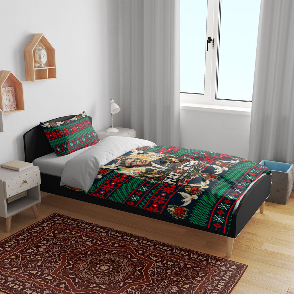 Bayard Rustin Peace In Action Christmas Bedding Set Civil Rights Leader Holiday Floral Dove Peace Ugly Pattern