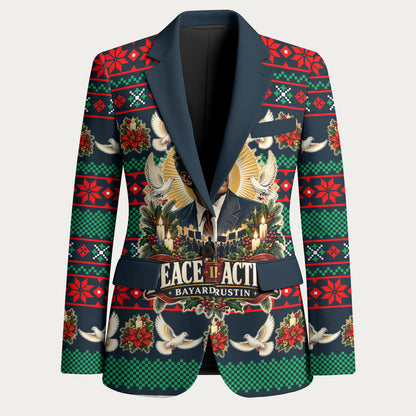 Bayard Rustin Peace In Action Christmas Blazer Civil Rights Leader Holiday Floral Dove Peace Ugly Pattern
