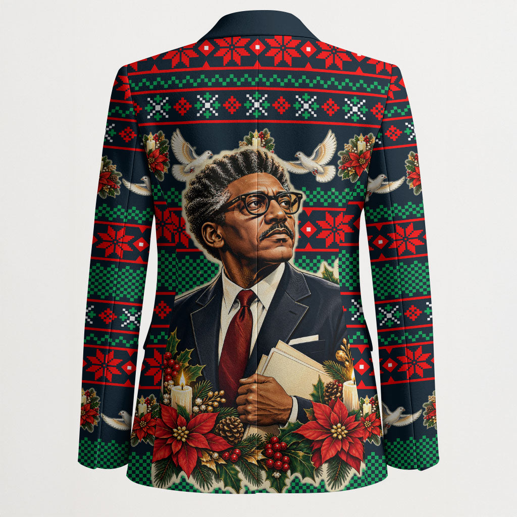 Bayard Rustin Peace In Action Christmas Blazer Civil Rights Leader Holiday Floral Dove Peace Ugly Pattern