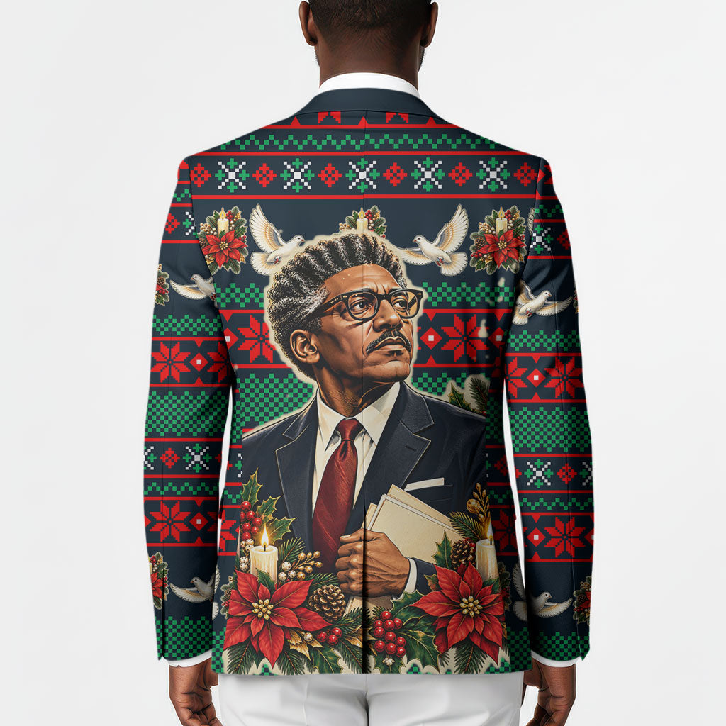 Bayard Rustin Peace In Action Christmas Blazer Civil Rights Leader Holiday Floral Dove Peace Ugly Pattern