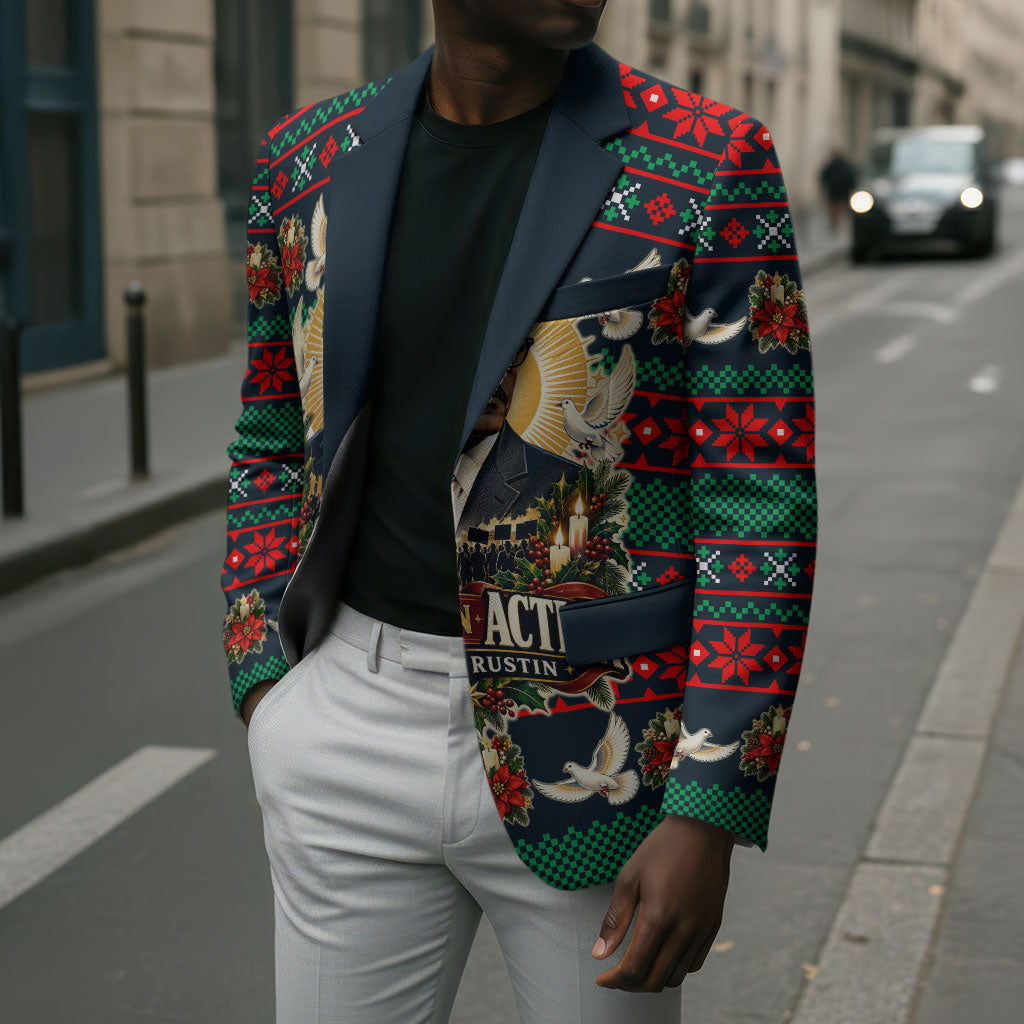 Bayard Rustin Peace In Action Christmas Blazer Civil Rights Leader Holiday Floral Dove Peace Ugly Pattern