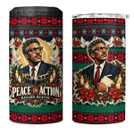 Bayard Rustin Peace In Action Christmas 4 in 1 Can Cooler Tumbler Civil Rights Leader Holiday Floral Dove Peace Ugly Pattern
