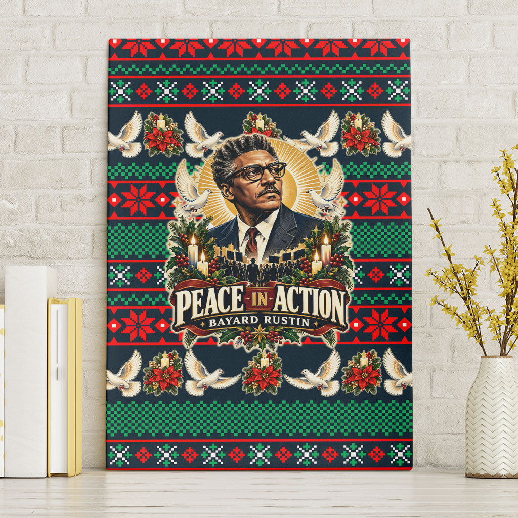 Bayard Rustin Peace In Action Christmas Canvas Wall Art Civil Rights Leader Holiday Floral Dove Peace Ugly Pattern