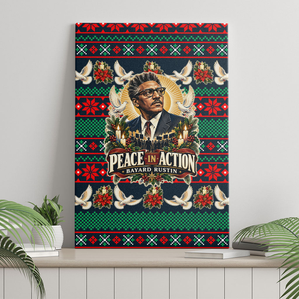 Bayard Rustin Peace In Action Christmas Canvas Wall Art Civil Rights Leader Holiday Floral Dove Peace Ugly Pattern