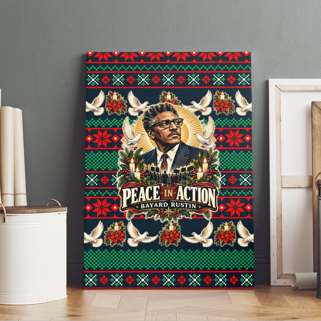 Bayard Rustin Peace In Action Christmas Canvas Wall Art Civil Rights Leader Holiday Floral Dove Peace Ugly Pattern