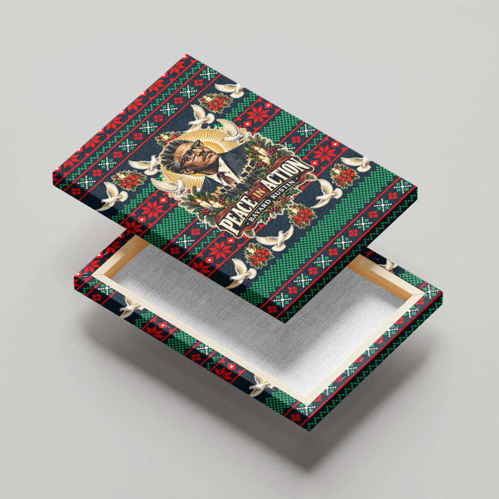 Bayard Rustin Peace In Action Christmas Canvas Wall Art Civil Rights Leader Holiday Floral Dove Peace Ugly Pattern