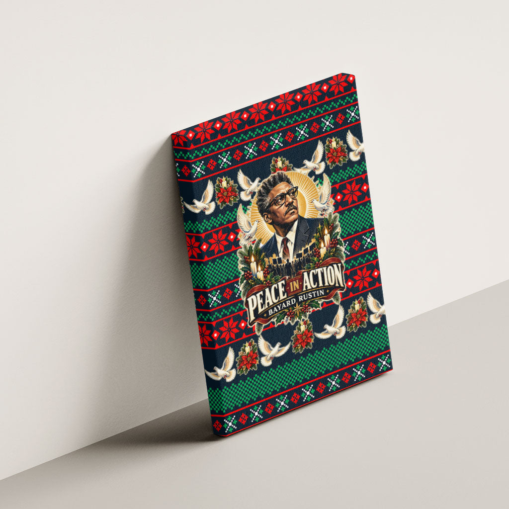 Bayard Rustin Peace In Action Christmas Canvas Wall Art Civil Rights Leader Holiday Floral Dove Peace Ugly Pattern
