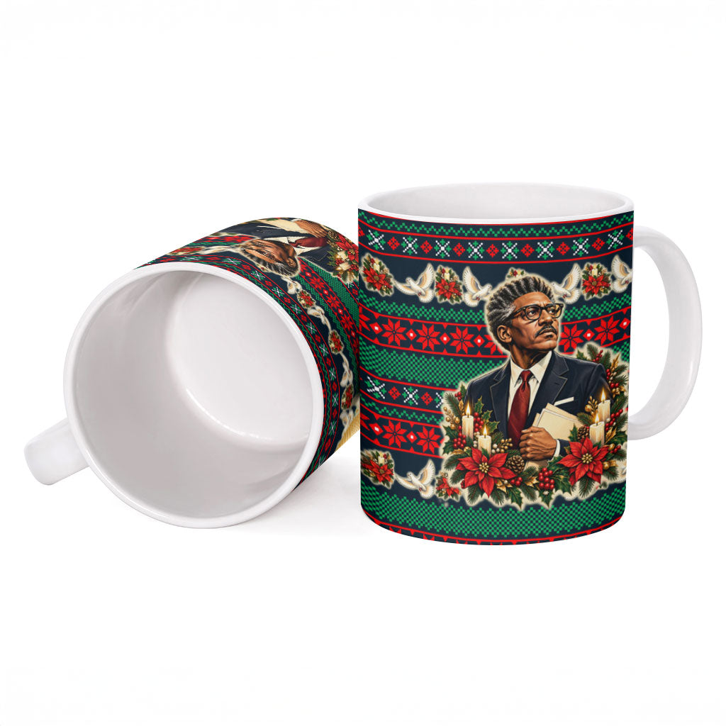 Bayard Rustin Peace In Action Christmas Ceramic Mug Civil Rights Leader Holiday Floral Dove Peace Ugly Pattern