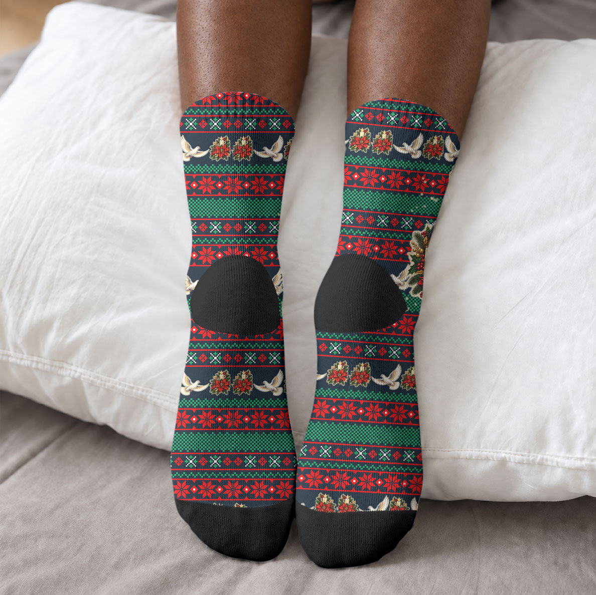 Bayard Rustin Peace In Action Christmas Crew Socks Civil Rights Leader Holiday Floral Dove Peace Ugly Pattern