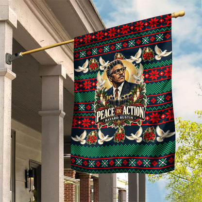Bayard Rustin Peace In Action Christmas Garden Flag Civil Rights Leader Holiday Floral Dove Peace Ugly Pattern