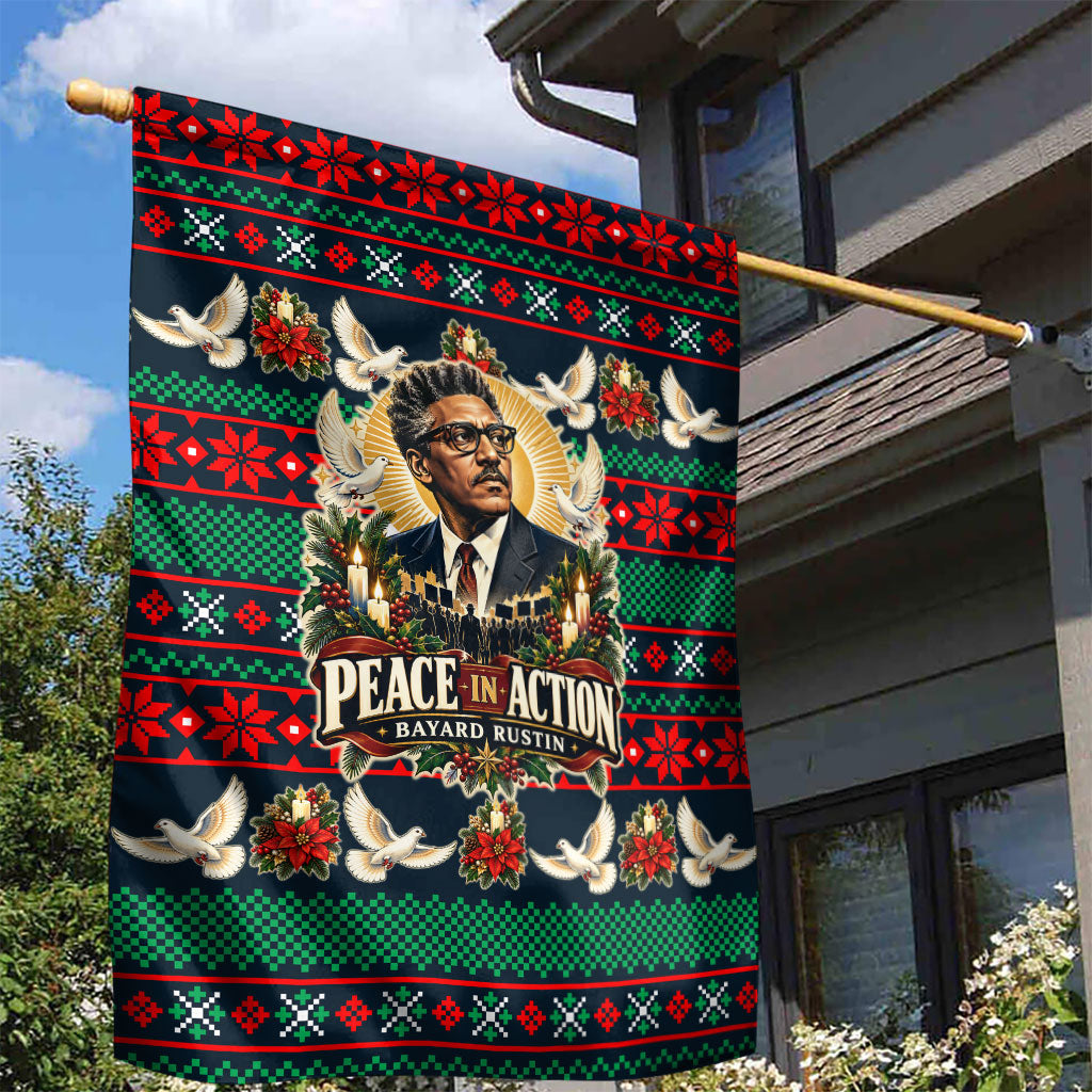 Bayard Rustin Peace In Action Christmas Garden Flag Civil Rights Leader Holiday Floral Dove Peace Ugly Pattern