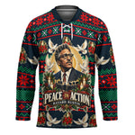 Bayard Rustin Peace In Action Christmas Hockey Jersey Civil Rights Leader Holiday Floral Dove Peace Ugly Pattern