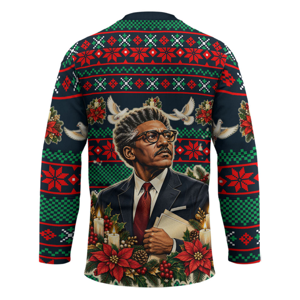 Bayard Rustin Peace In Action Christmas Hockey Jersey Civil Rights Leader Holiday Floral Dove Peace Ugly Pattern
