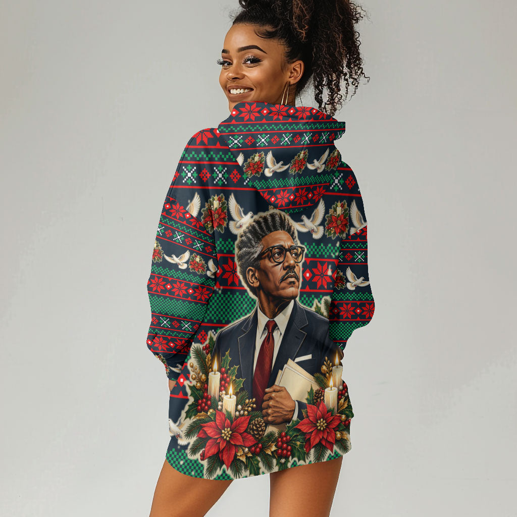 Bayard Rustin Peace In Action Christmas Hoodie Dress Civil Rights Leader Holiday Floral Dove Peace Ugly Pattern