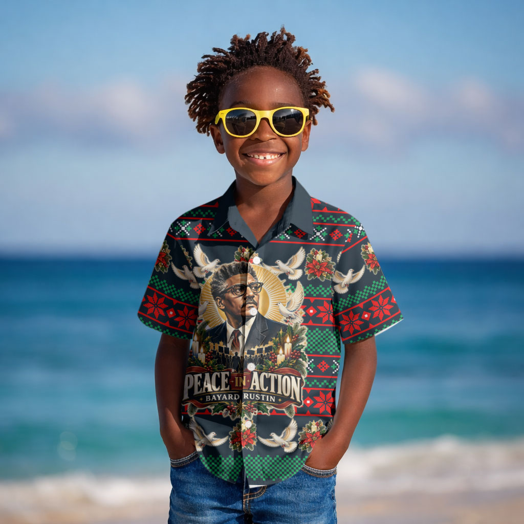Bayard Rustin Peace In Action Christmas Kid Hawaiian Shirt Civil Rights Leader Holiday Floral Dove Peace Ugly Pattern