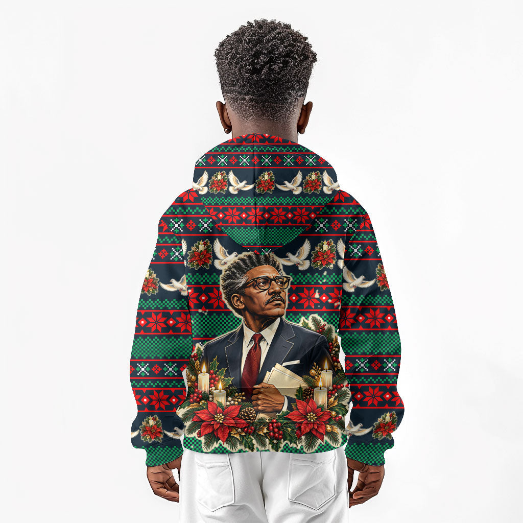 Bayard Rustin Peace In Action Christmas Kid Hoodie Civil Rights Leader Holiday Floral Dove Peace Ugly Pattern