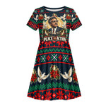 Bayard Rustin Peace In Action Christmas Kid Short Sleeve Dress Civil Rights Leader Holiday Floral Dove Peace Ugly Pattern
