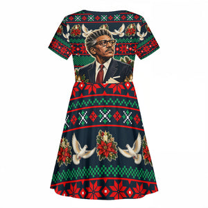 Bayard Rustin Peace In Action Christmas Kid Short Sleeve Dress Civil Rights Leader Holiday Floral Dove Peace Ugly Pattern