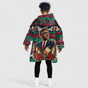 Bayard Rustin Peace In Action Christmas Kid Wearable Blanket Hoodie Civil Rights Leader Holiday Floral Dove Peace Ugly Pattern