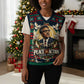 Bayard Rustin Peace In Action Christmas Knitted V-Neck Vest Civil Rights Leader Holiday Floral Dove Peace Ugly Pattern