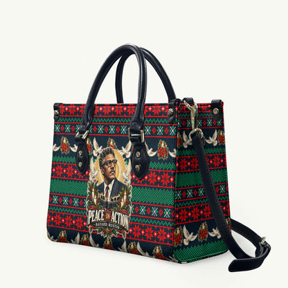 Bayard Rustin Peace In Action Christmas Leather Bag Civil Rights Leader Holiday Floral Dove Peace Ugly Pattern