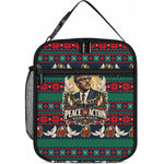 Bayard Rustin Peace In Action Christmas Lunch Bag Civil Rights Leader Holiday Floral Dove Peace Ugly Pattern