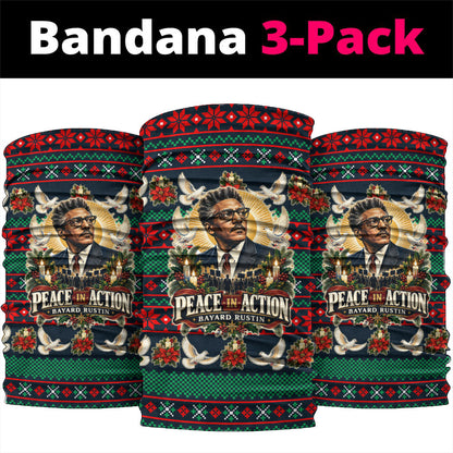Bayard Rustin Peace In Action Christmas Neck Gaiter Civil Rights Leader Holiday Floral Dove Peace Ugly Pattern