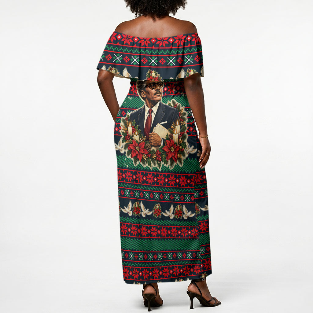 Bayard Rustin Peace In Action Christmas Off Shoulder Maxi Dress Civil Rights Leader Holiday Floral Dove Peace Ugly Pattern