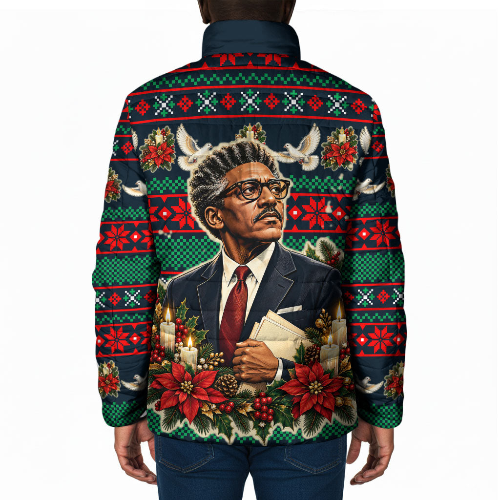 Bayard Rustin Peace In Action Christmas Padded Jacket Civil Rights Leader Holiday Floral Dove Peace Ugly Pattern