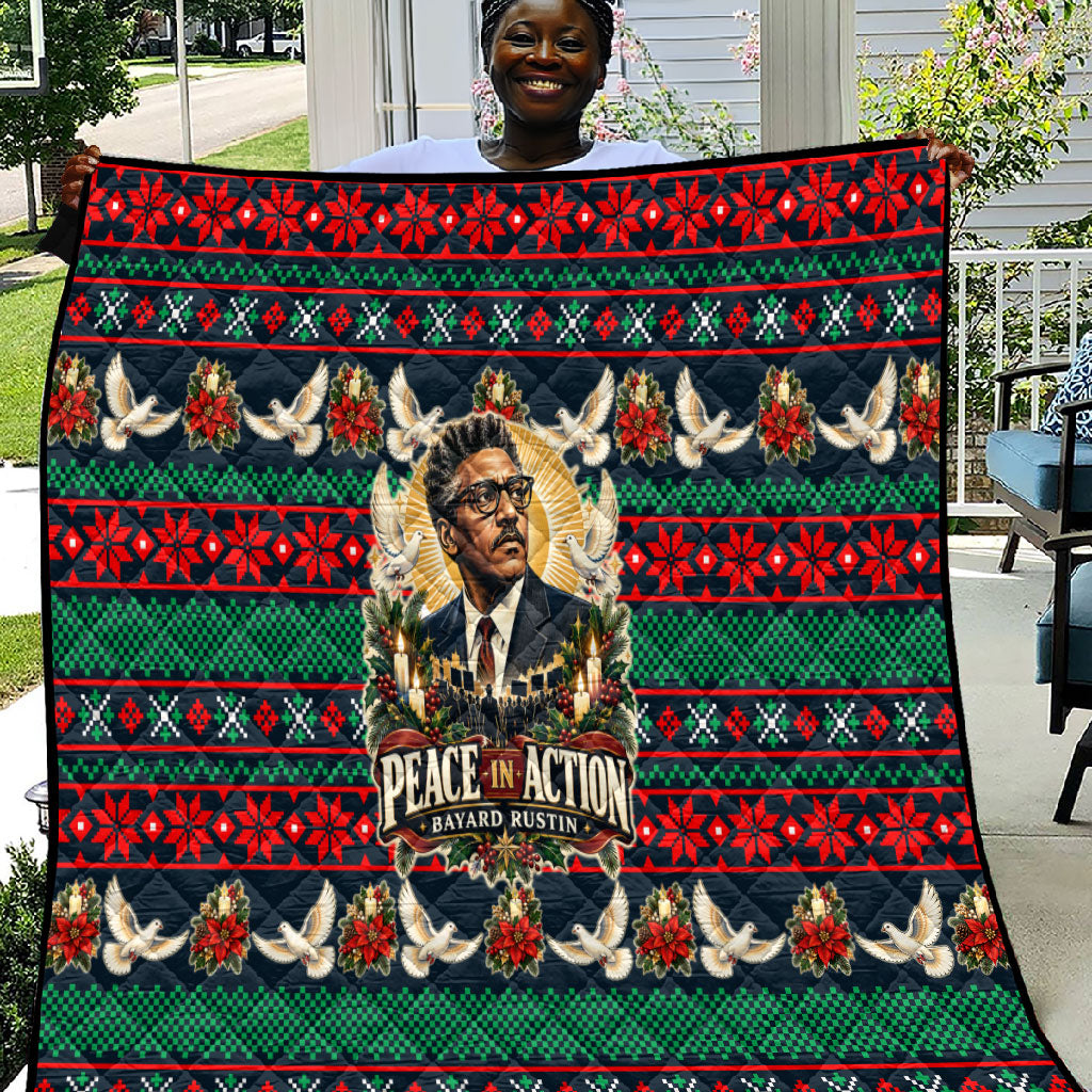 Bayard Rustin Peace In Action Christmas Quilt Civil Rights Leader Holiday Floral Dove Peace Ugly Pattern