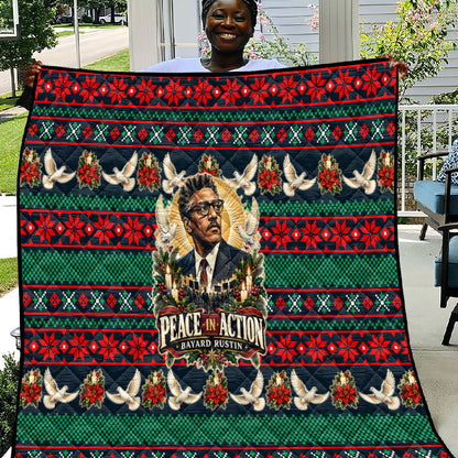 Bayard Rustin Peace In Action Christmas Quilt Civil Rights Leader Holiday Floral Dove Peace Ugly Pattern