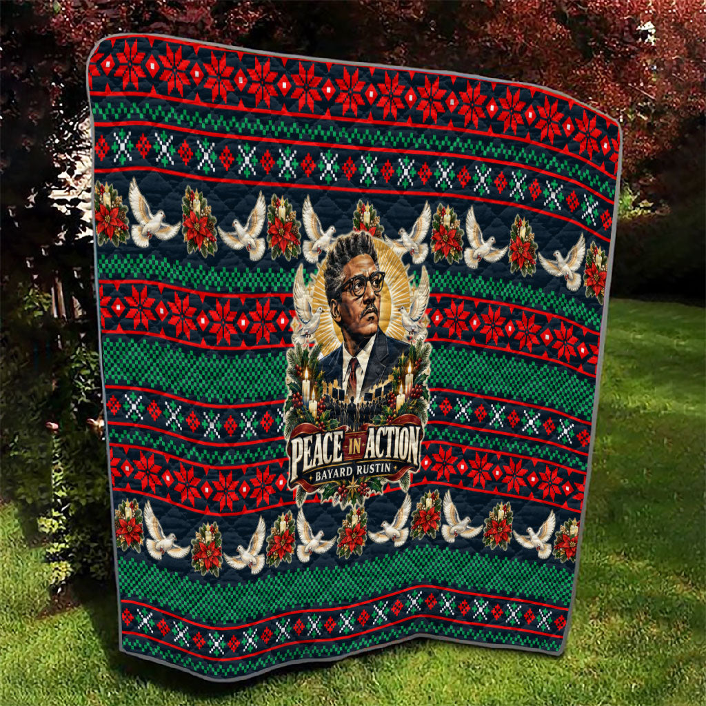 Bayard Rustin Peace In Action Christmas Quilt Civil Rights Leader Holiday Floral Dove Peace Ugly Pattern