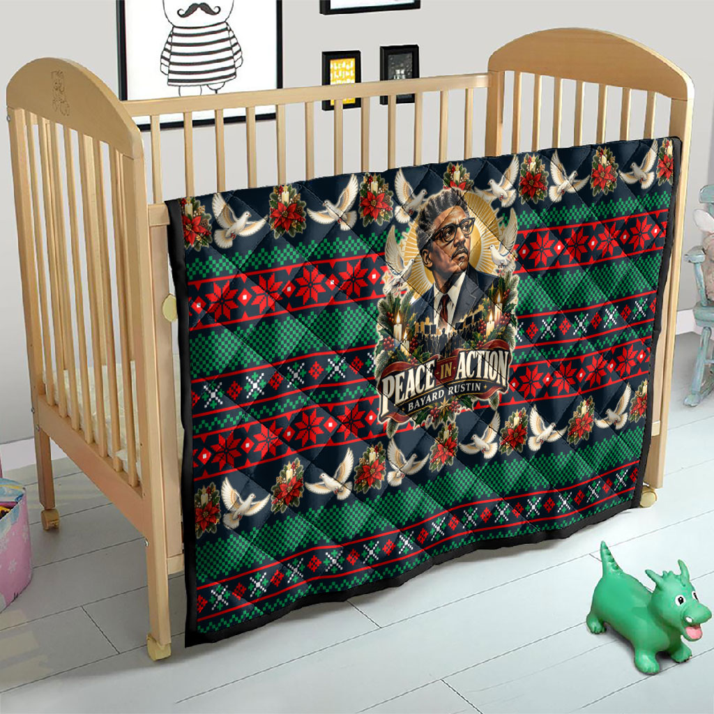 Bayard Rustin Peace In Action Christmas Quilt Civil Rights Leader Holiday Floral Dove Peace Ugly Pattern