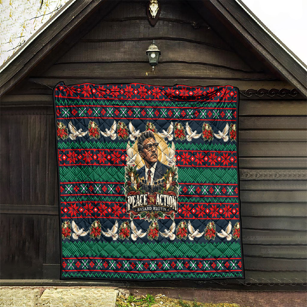 Bayard Rustin Peace In Action Christmas Quilt Civil Rights Leader Holiday Floral Dove Peace Ugly Pattern