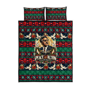 Bayard Rustin Peace In Action Christmas Quilt Bed Set Civil Rights Leader Holiday Floral Dove Peace Ugly Pattern