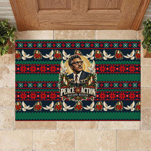 Bayard Rustin Peace In Action Christmas Rubber Doormat Civil Rights Leader Holiday Floral Dove Peace Ugly Pattern