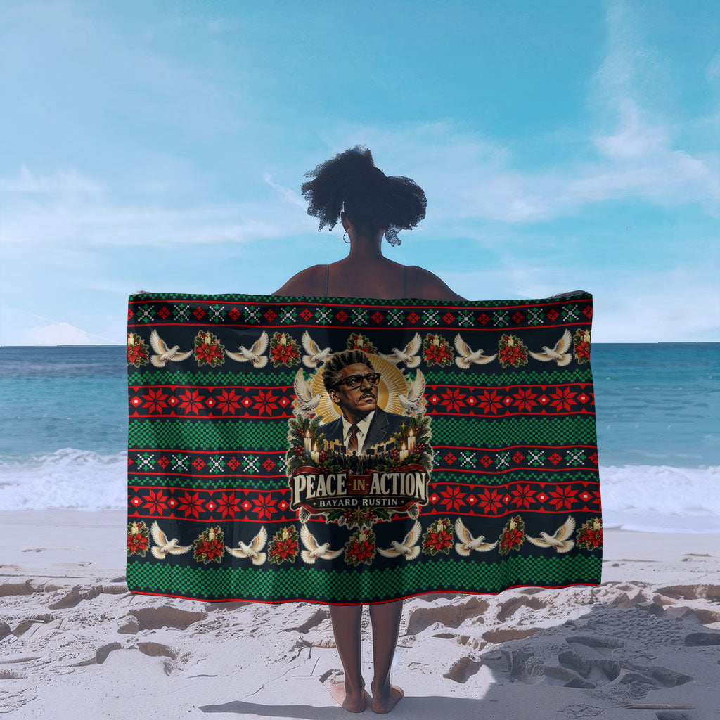 Bayard Rustin Peace In Action Christmas Sarong Civil Rights Leader Holiday Floral Dove Peace Ugly Pattern