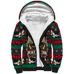 Bayard Rustin Peace In Action Christmas Sherpa Hoodie Civil Rights Leader Holiday Floral Dove Peace Ugly Pattern